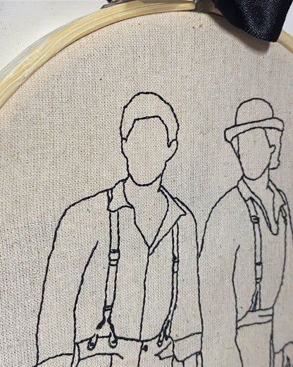 Vampire Brothers 1864 Salvatore Line Drawing Embroidered Wall Art