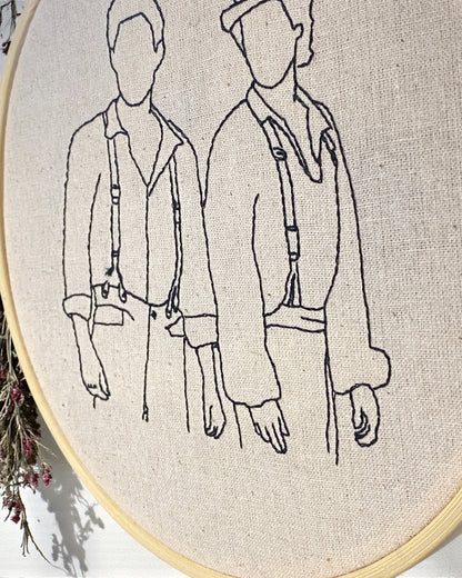 Vampire Brothers 1864 Salvatore Line Drawing Embroidered Wall Art