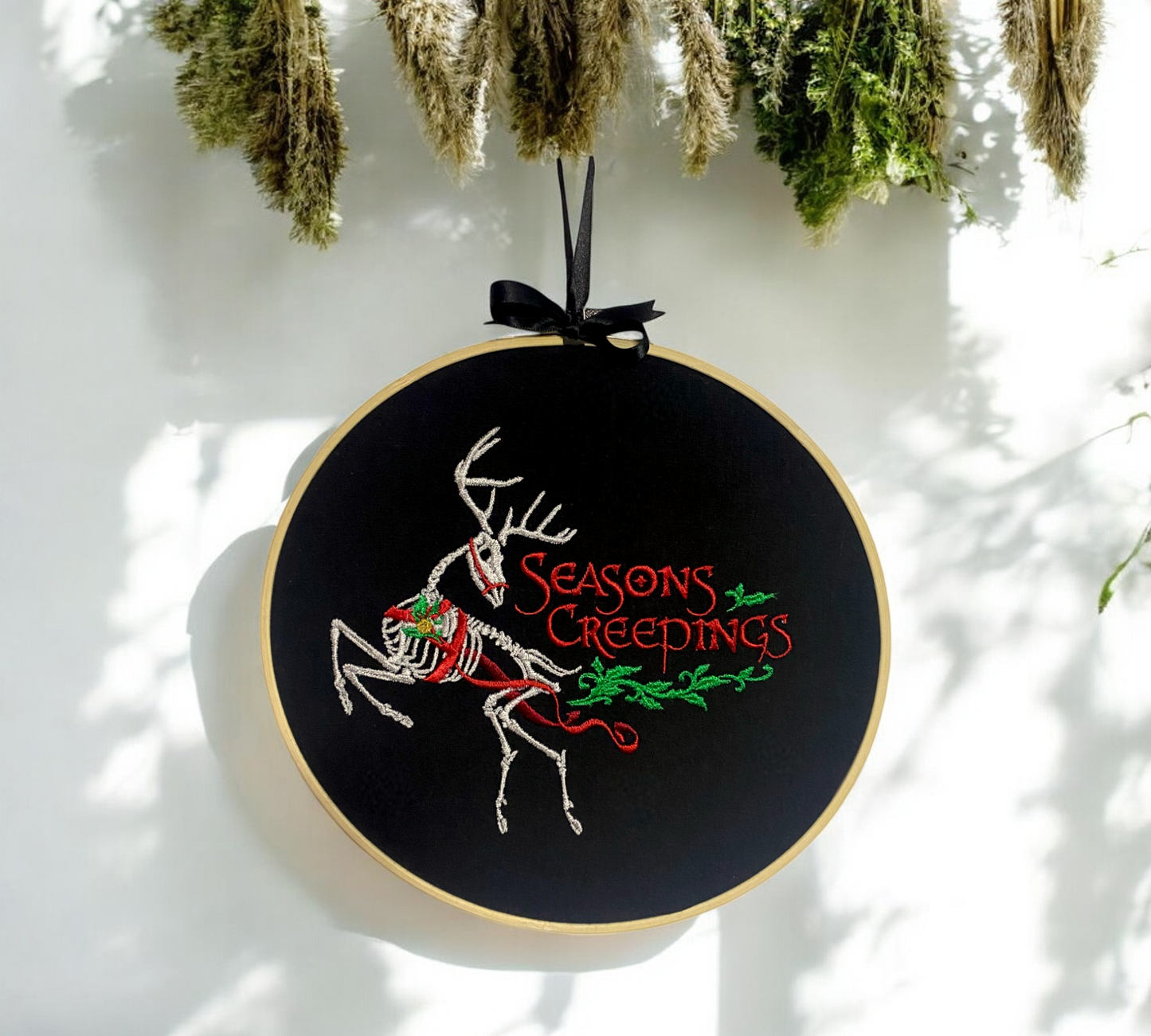 Seasons Creepings Christmaas Embroidered Wall Art