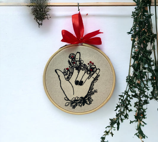 Sign Language 'I Love You' Embroidered Wall Art