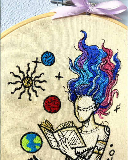 Cosmic Reader Embroidered Wall Art