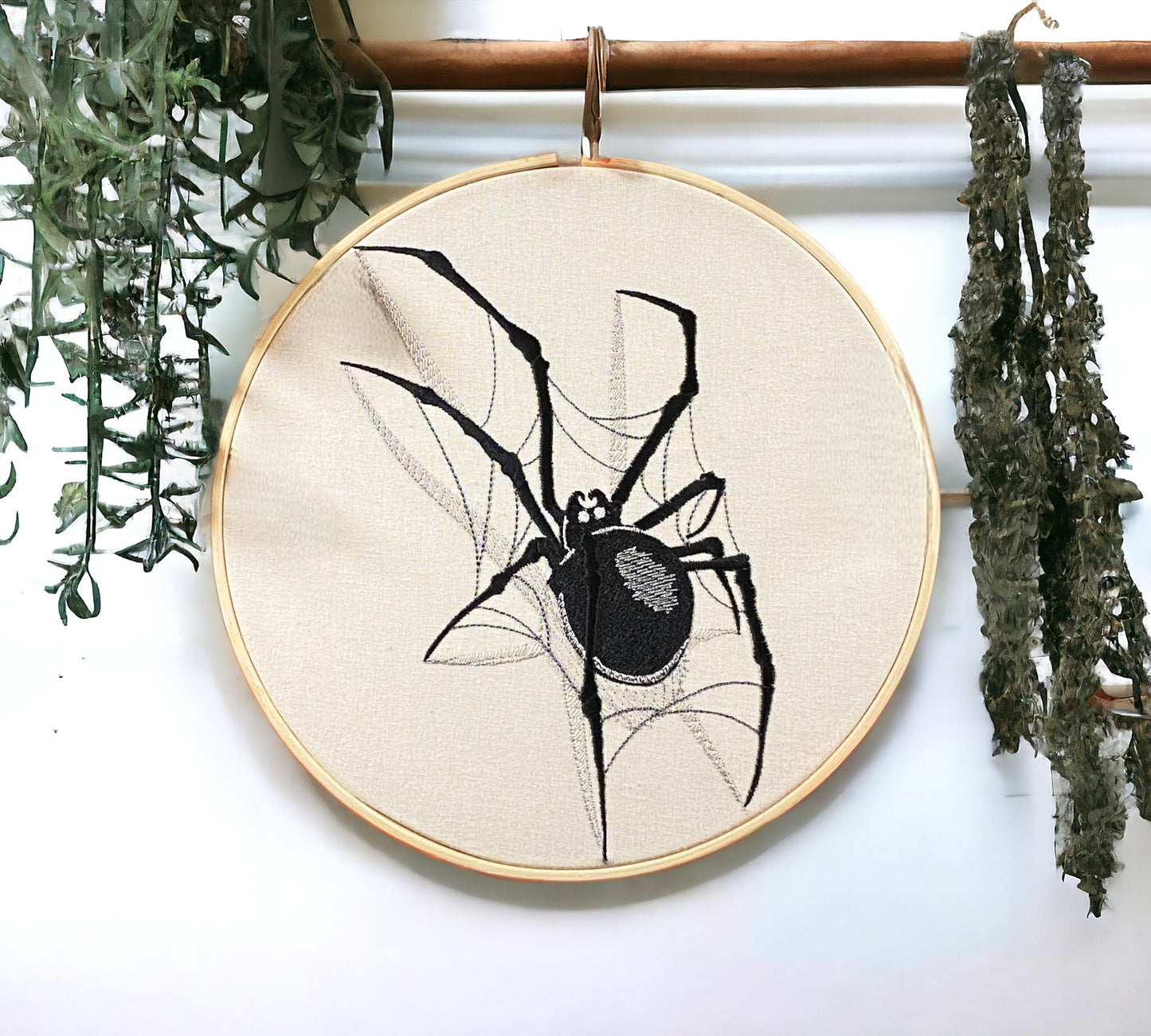 3D Black Spider Embroidered Wall Art