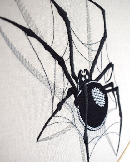 3D Black Spider Embroidered Wall Art