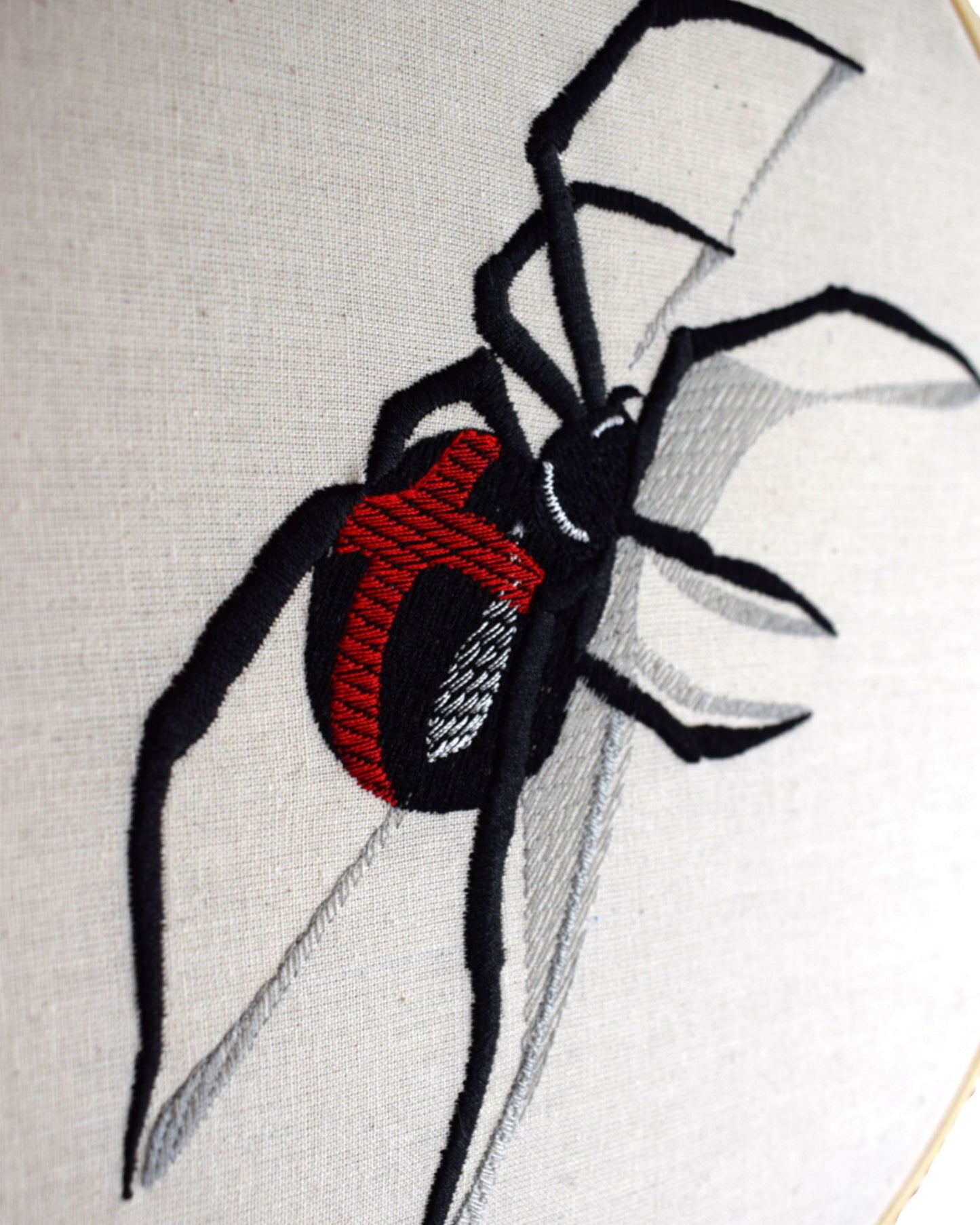 3D Effect Black Widow Spider Embroidered Wall Art