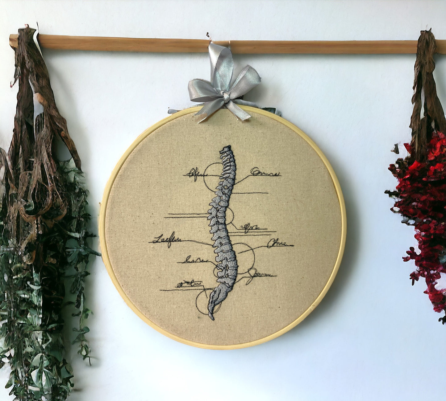 Spine Anatomy Embroidered Wall Art