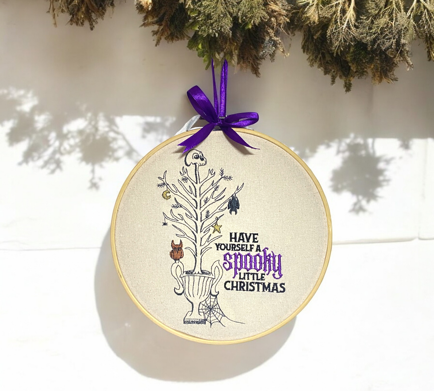 Spooky Little Christmas Embroidered Wall Art