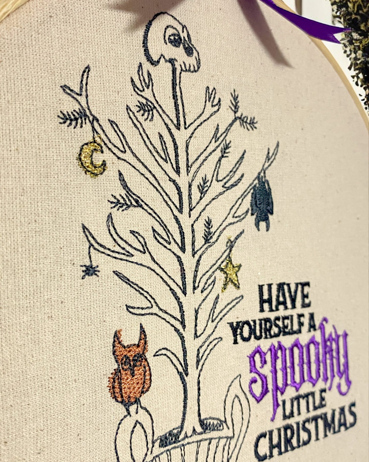 Spooky Little Christmas Embroidered Wall Art