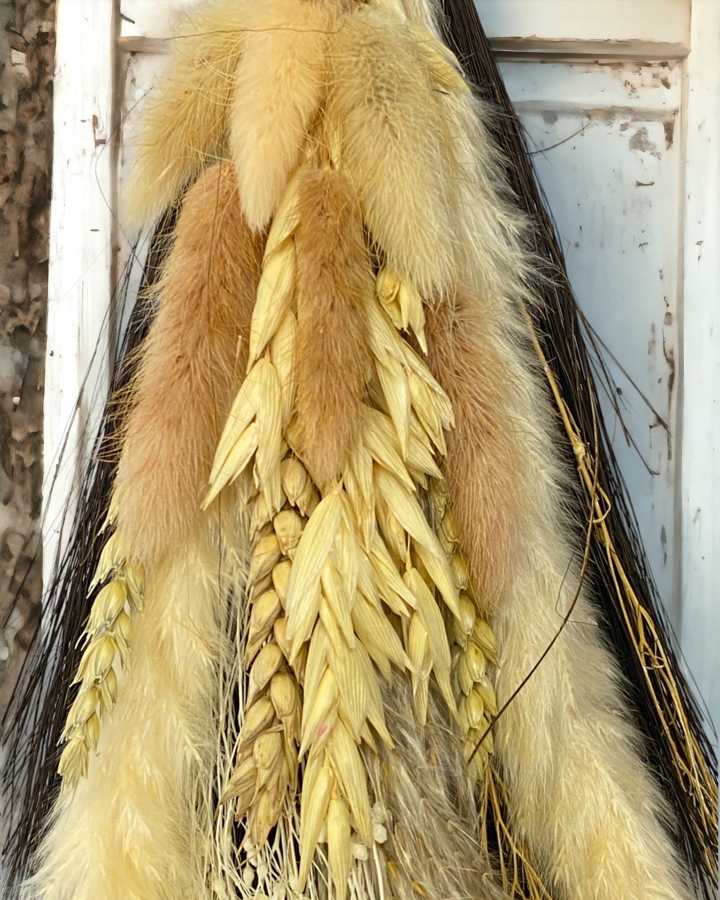 Besom Broom with Tigers Eye and Dried Flowers