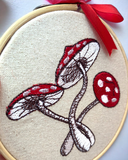 Toadstool Cottage Core Embroidered Wall Art