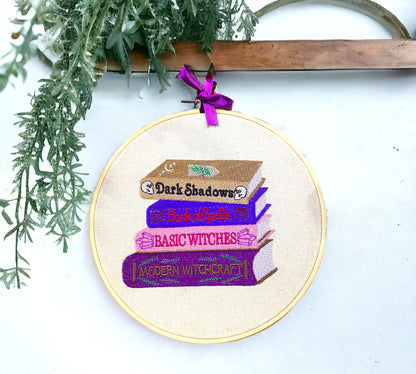 Witchcraft Books Embroidered Wall Art