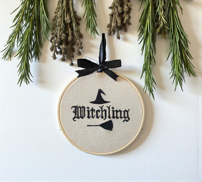 Witchling Witchcraft Embroidered Wall Art