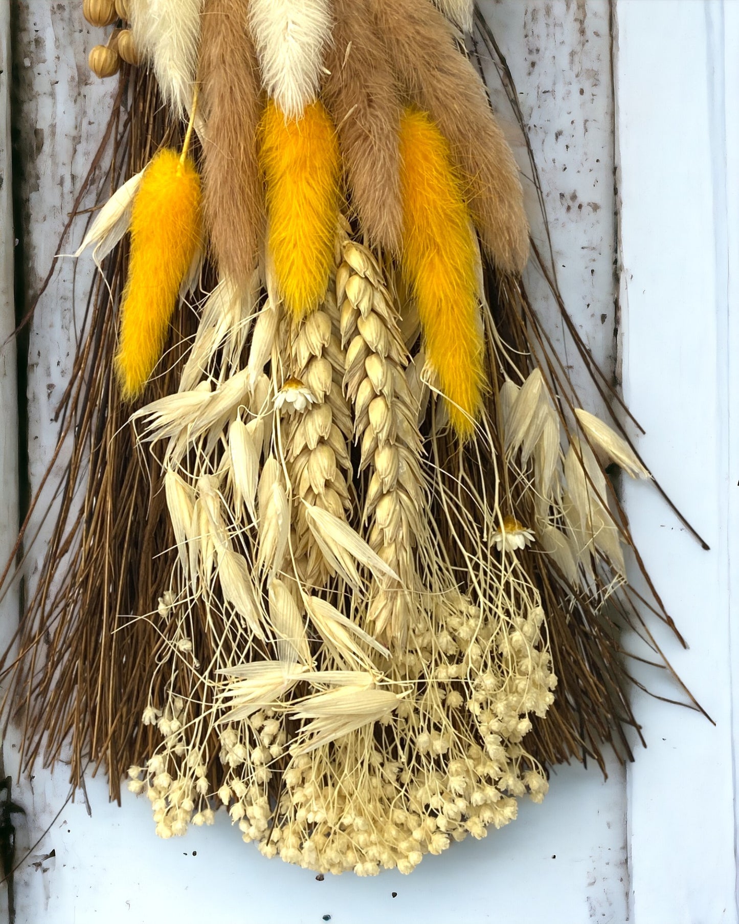 Besom Broom with Yellow Jasper and Dried Flowers