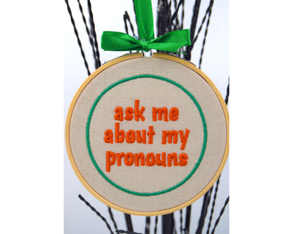 Pronouns Embroidered Wall Art