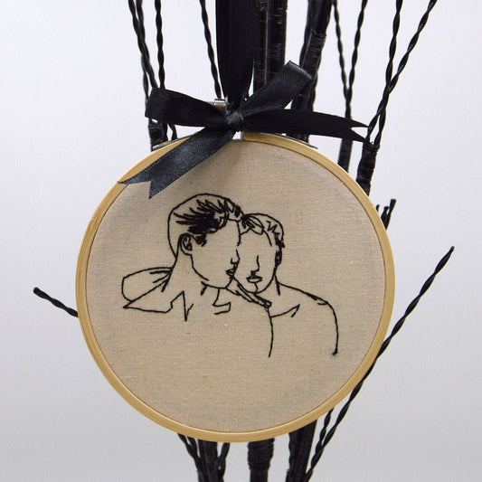 Gay Pride Male Couple Embroidered Wall Art