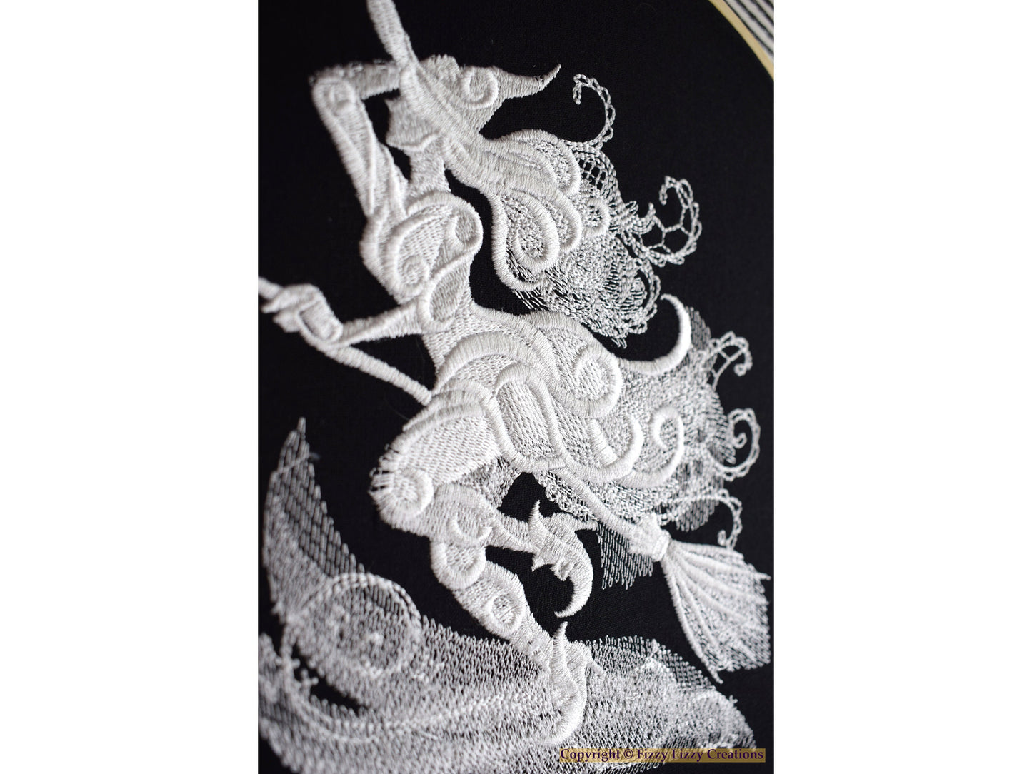 Witch On A Broom Embroidered Wall Art